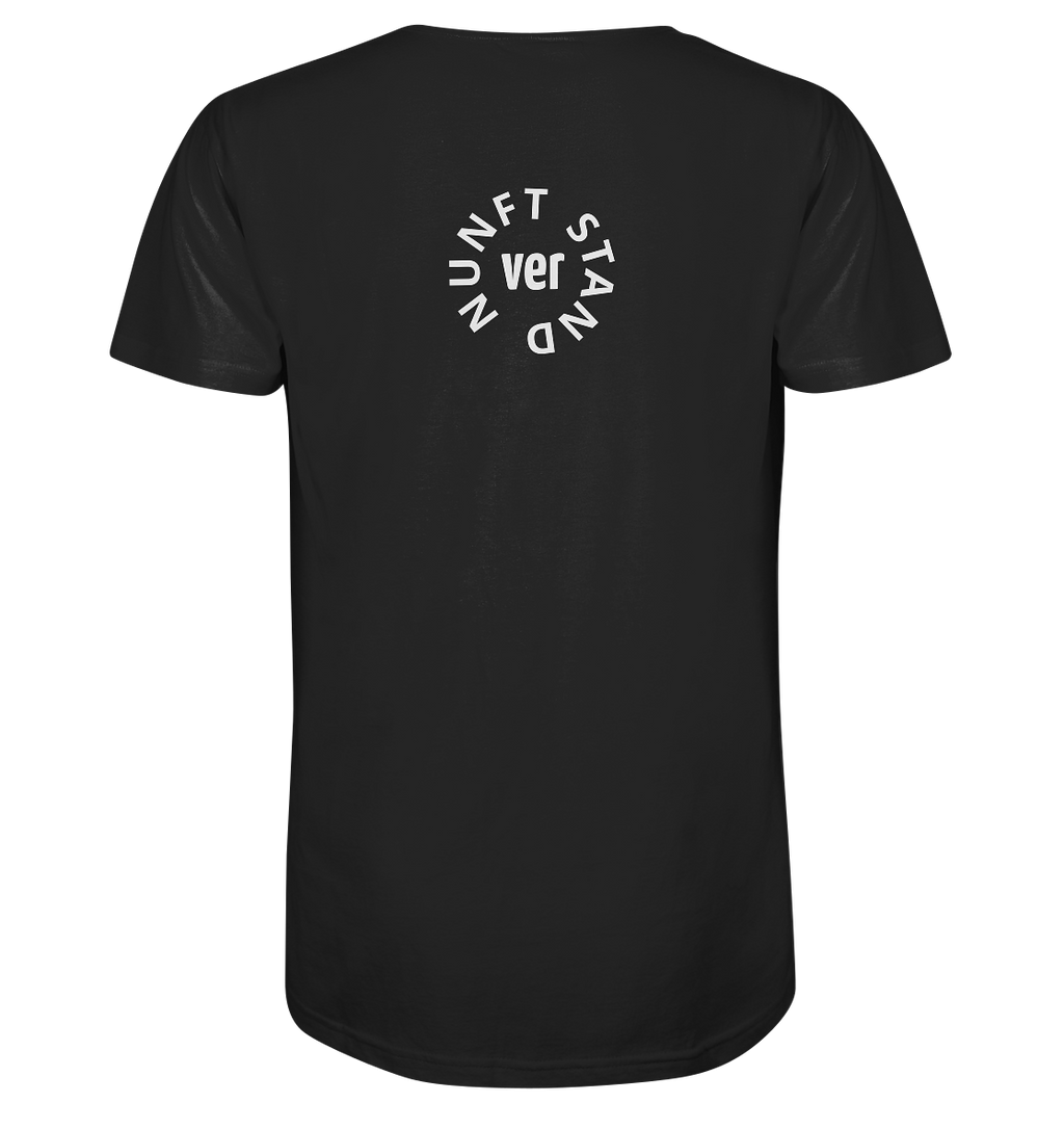WHITE BACK (K4) - Mens Organic V-Neck Shirt