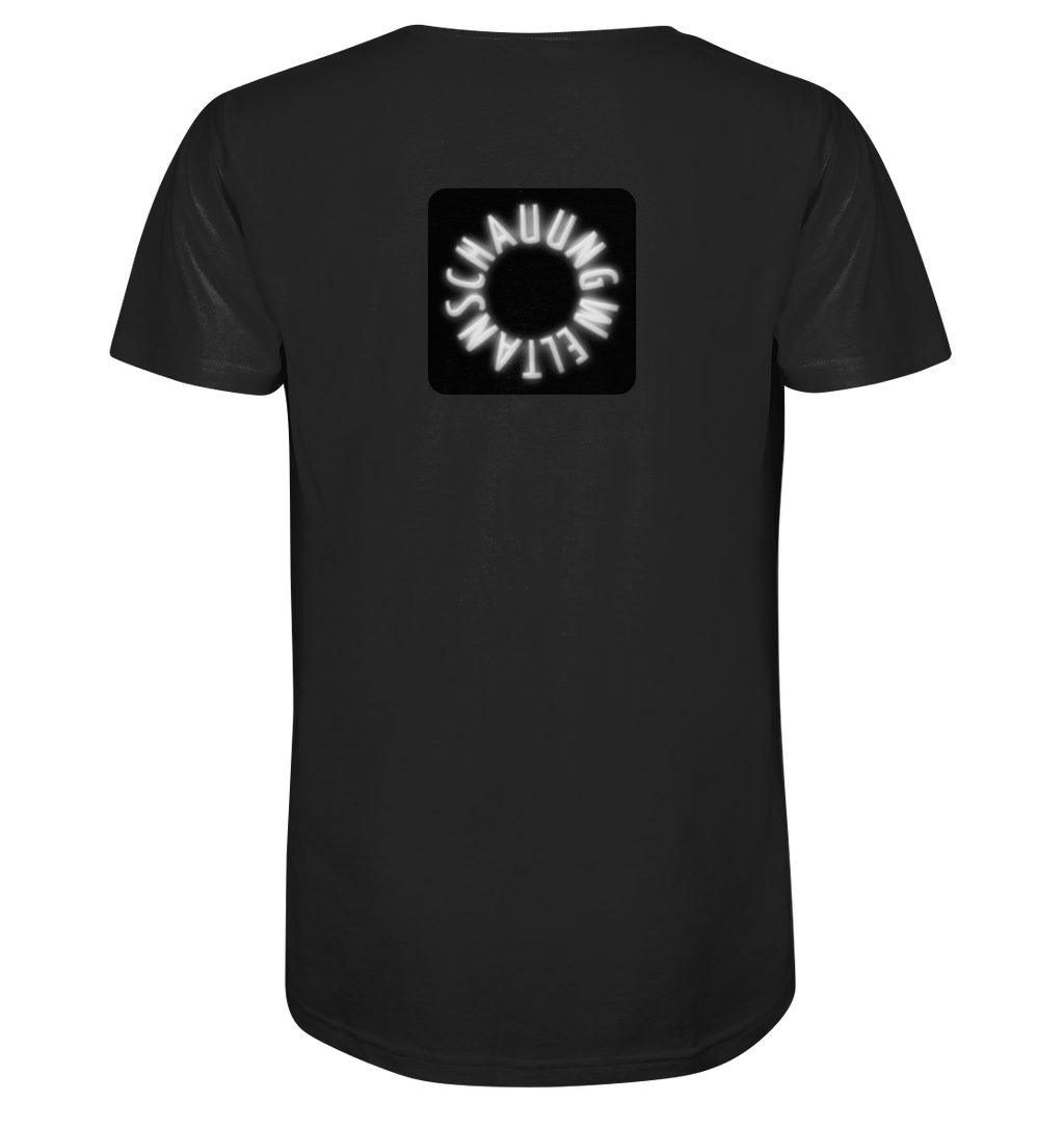 WHITE BACK (K5) - Mens Organic V-Neck Shirt