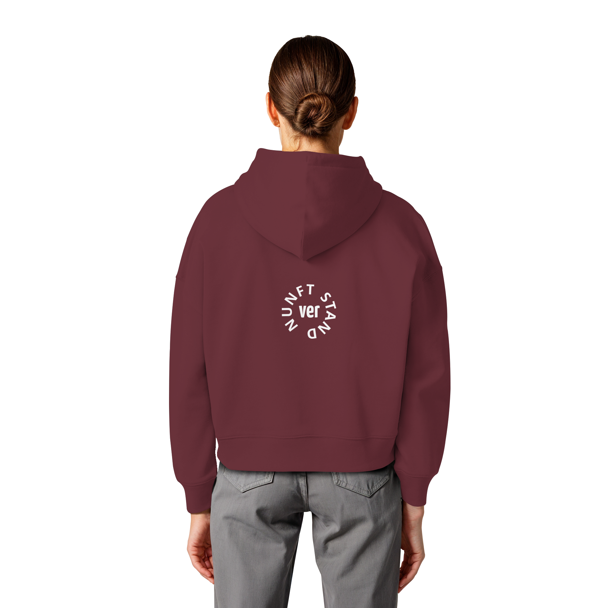 WHITE BACK (K4) - Womens Organic Boxcut Hoodie