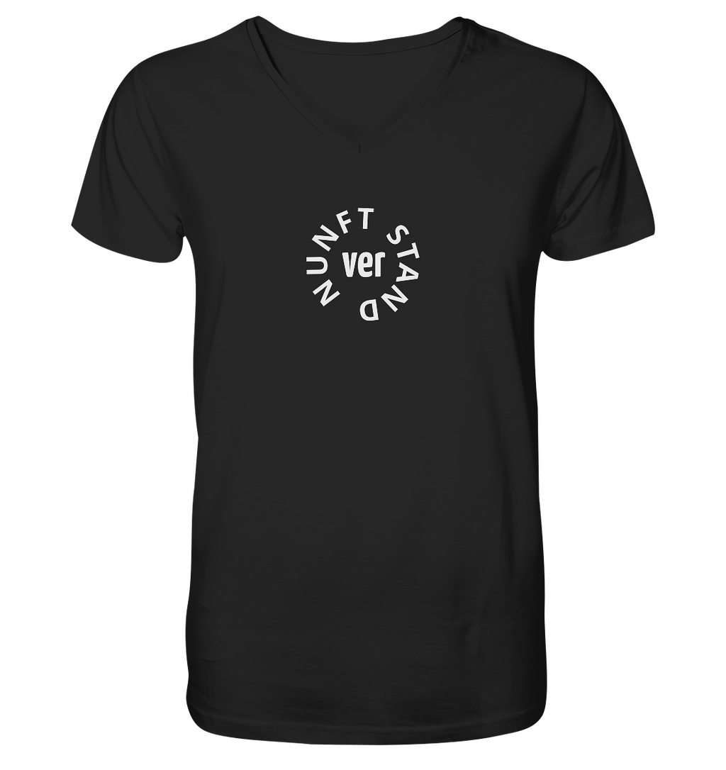 WHITE FRONT (K4) - Mens Organic V-Neck Shirt