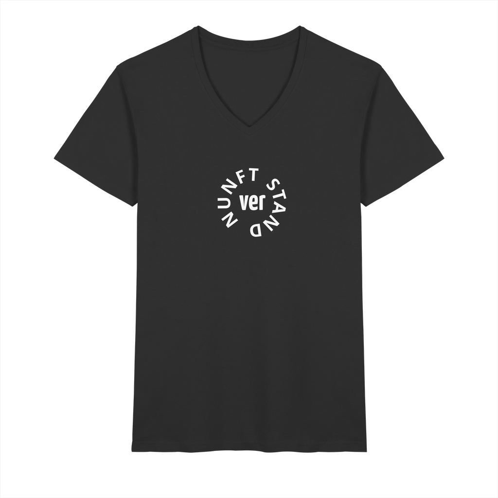 WHITE FRONT (K4) - Mens Organic V-Neck Shirt