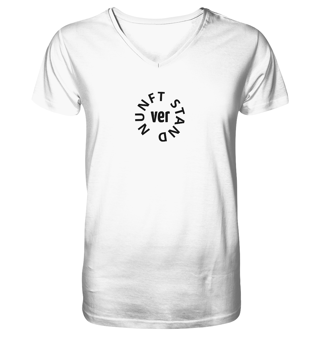 BLACK FRONT (K4) - Mens Organic V-Neck Shirt