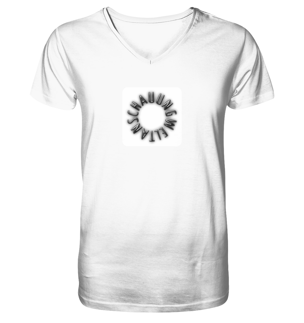 BLACK FRONT (K5) - Mens Organic V-Neck Shirt