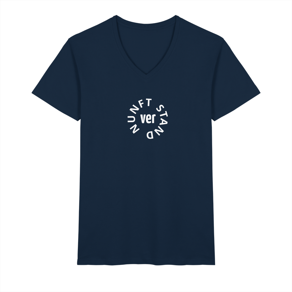 WHITE FRONT (K4) - Mens Organic V-Neck Shirt