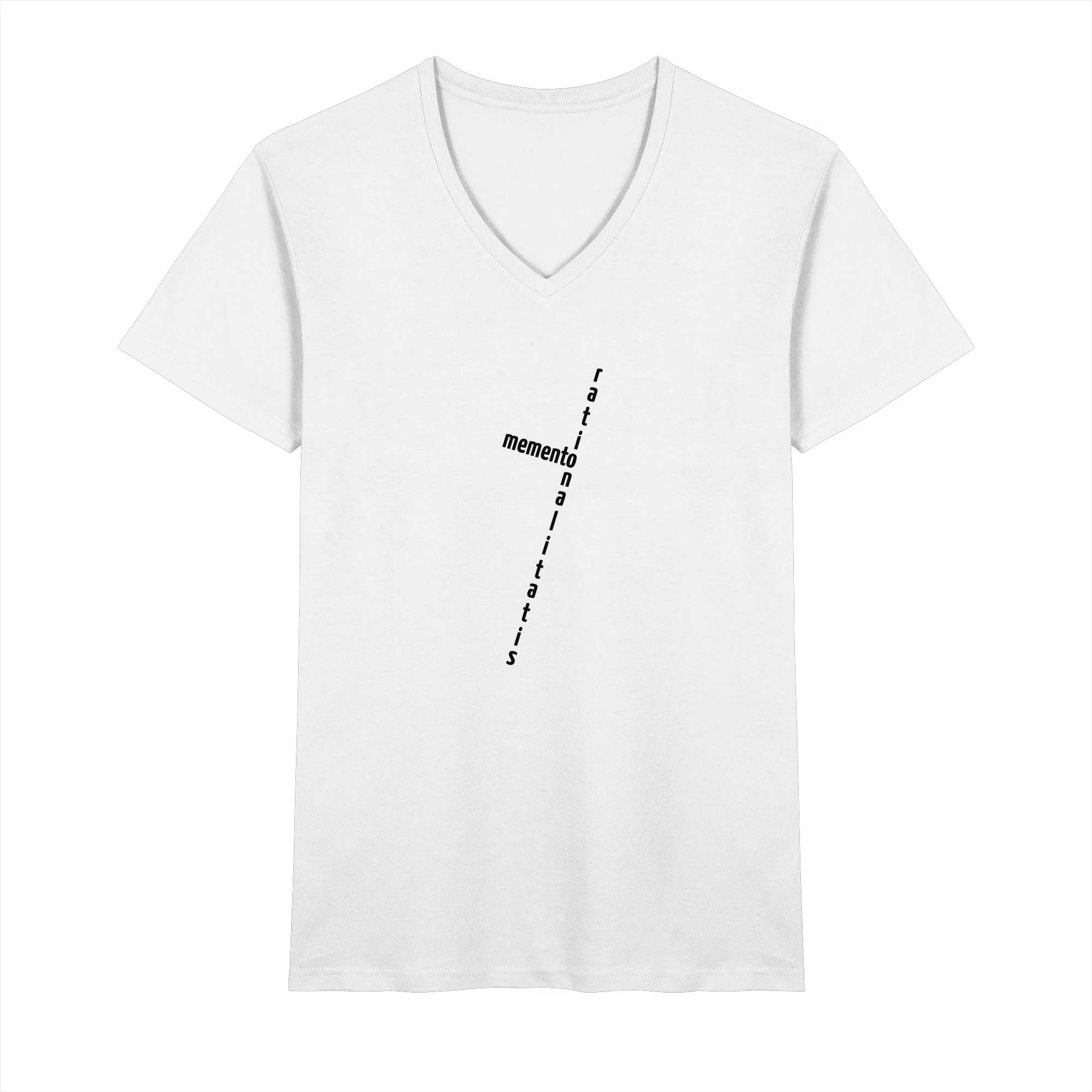 BLACK FRONT (K2) - Mens Organic V-Neck Shirt