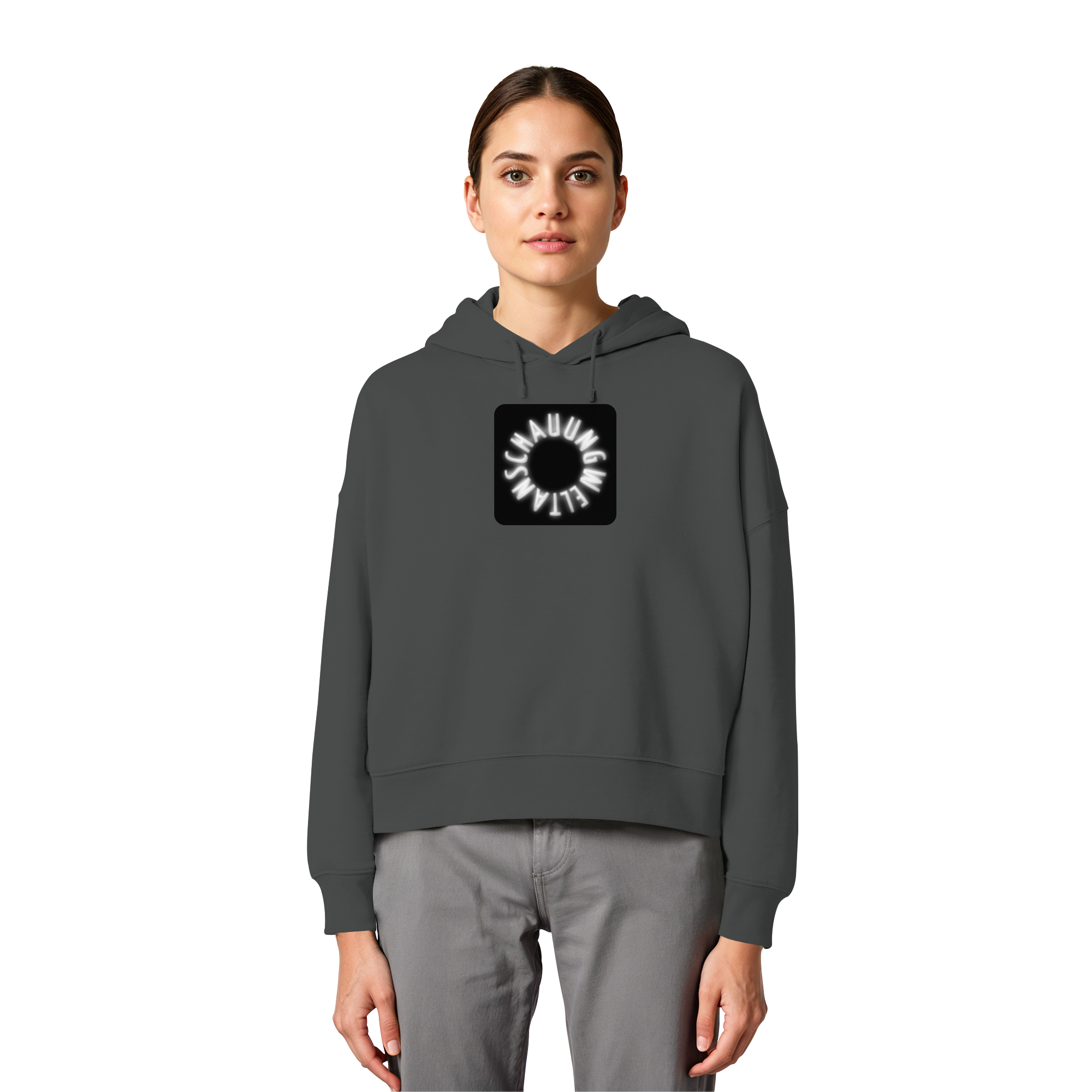 WHITE FRONT (K5) - Womens Organic Boxcut Hoodie