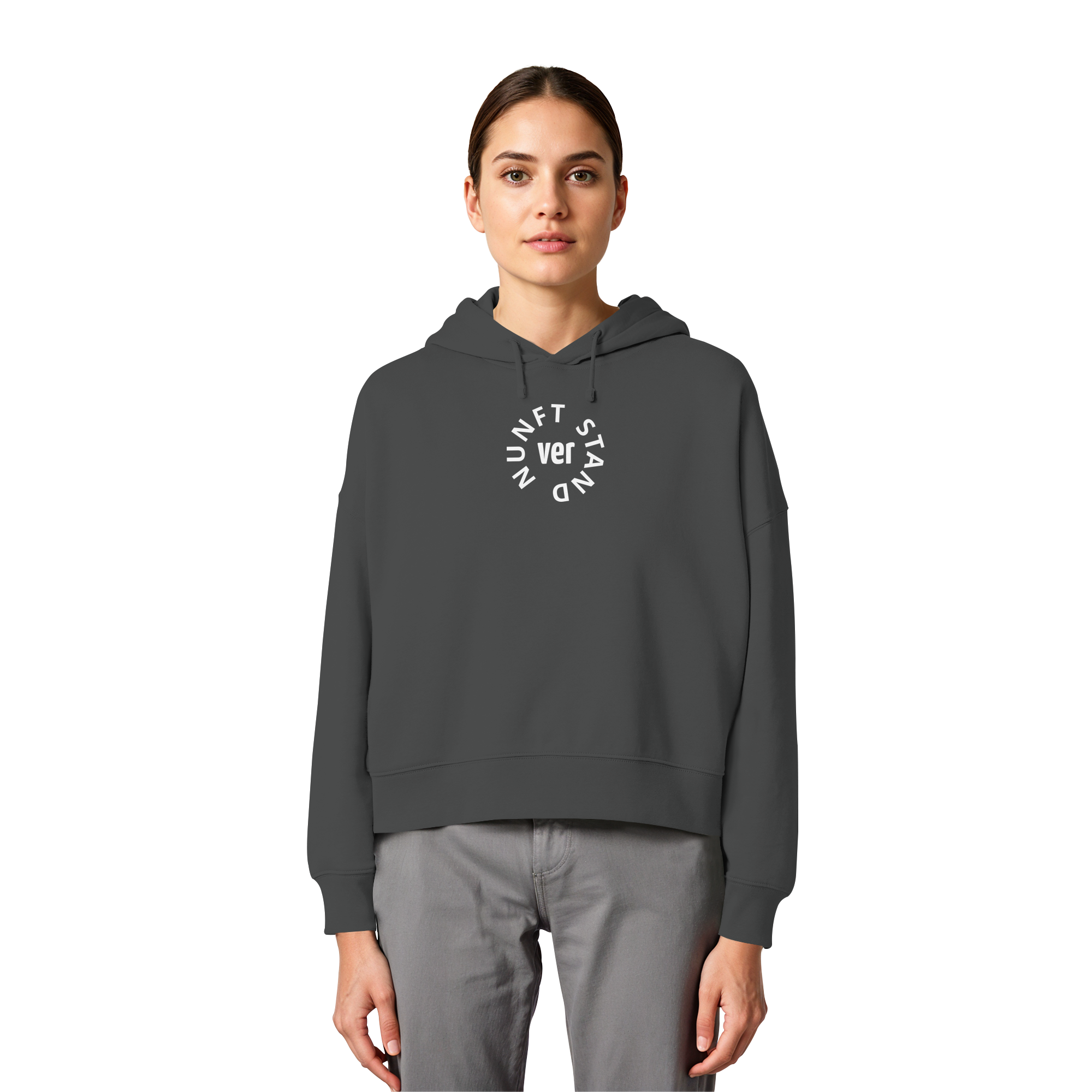 WHITE FRONT (K4) - Womens Organic Boxcut Hoodie