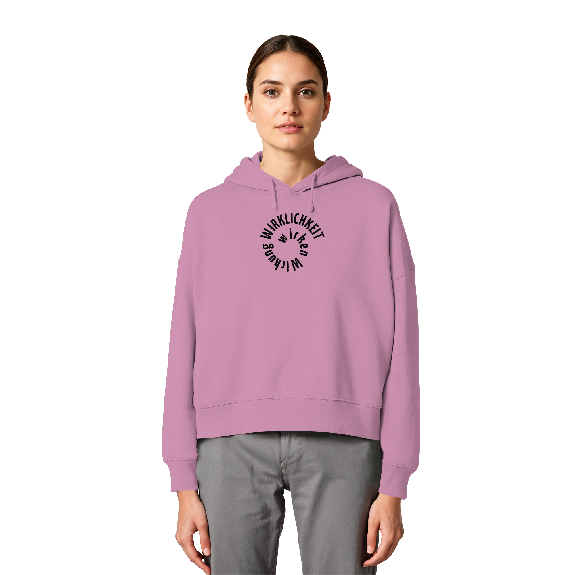 BLACK FRONT - Womens Boxcut Hoodie