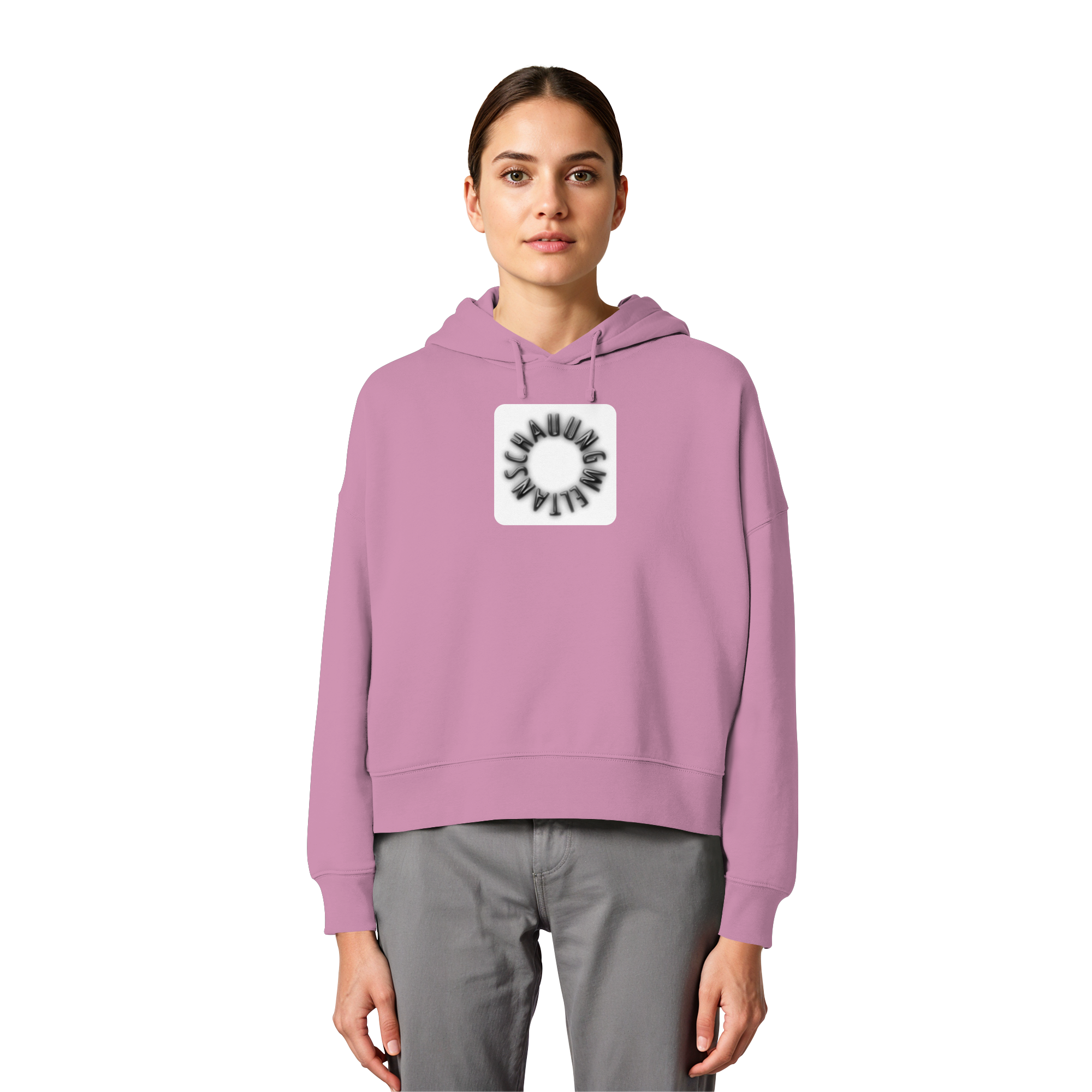 BLACK FRONT (K5) - Womens Organic Boxcut Hoodie