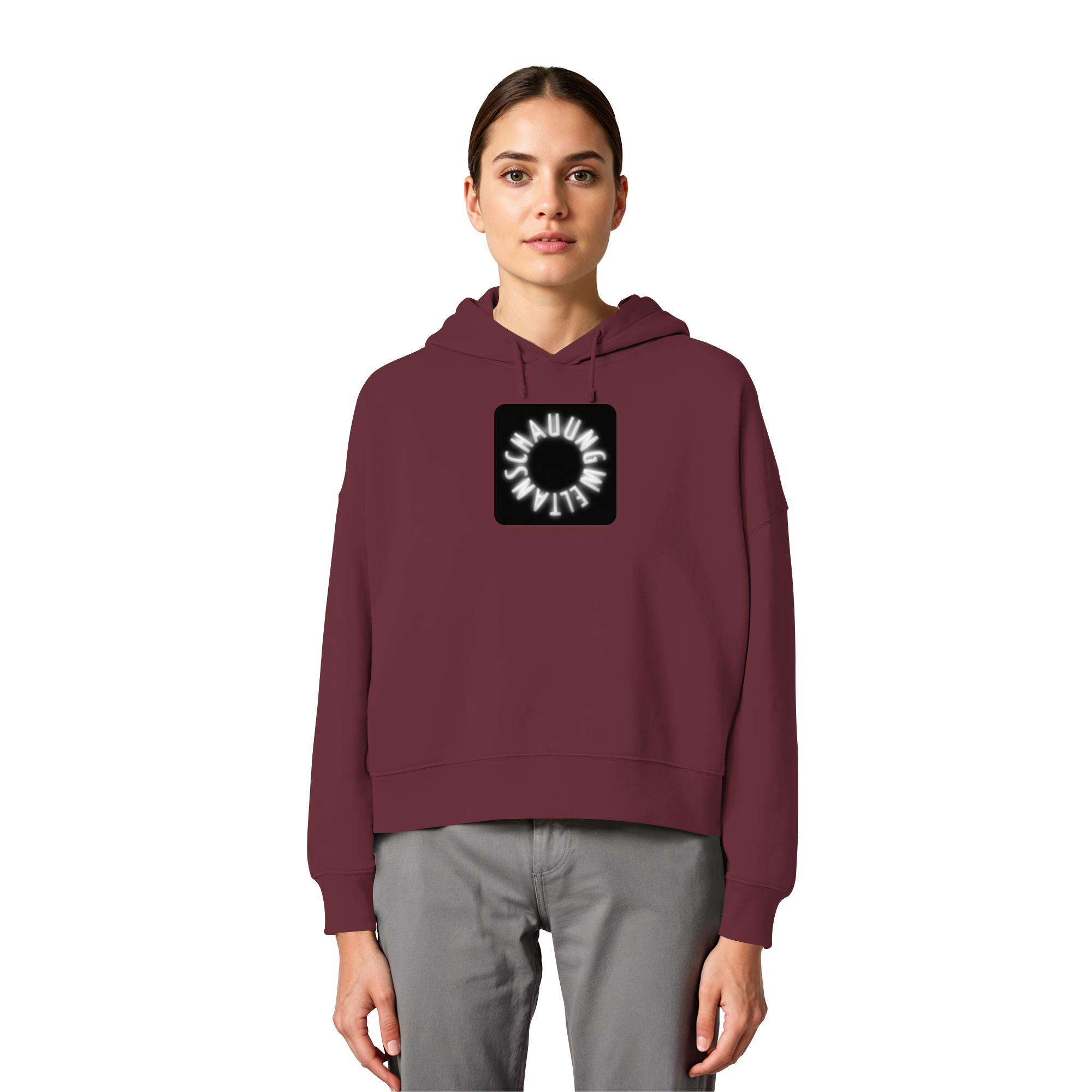 WHITE FRONT (K5) - Womens Organic Boxcut Hoodie