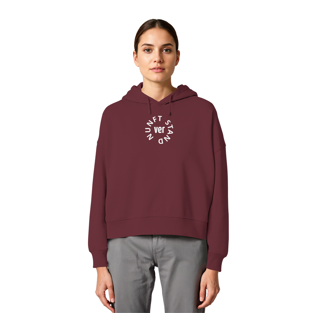 WHITE FRONT (K4) - Womens Organic Boxcut Hoodie