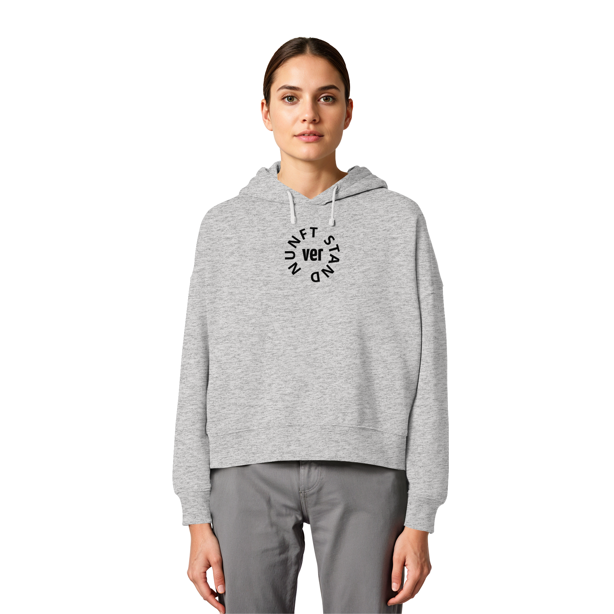 BLACK FRONT (K4) - Womens Organic Boxcut Hoodie