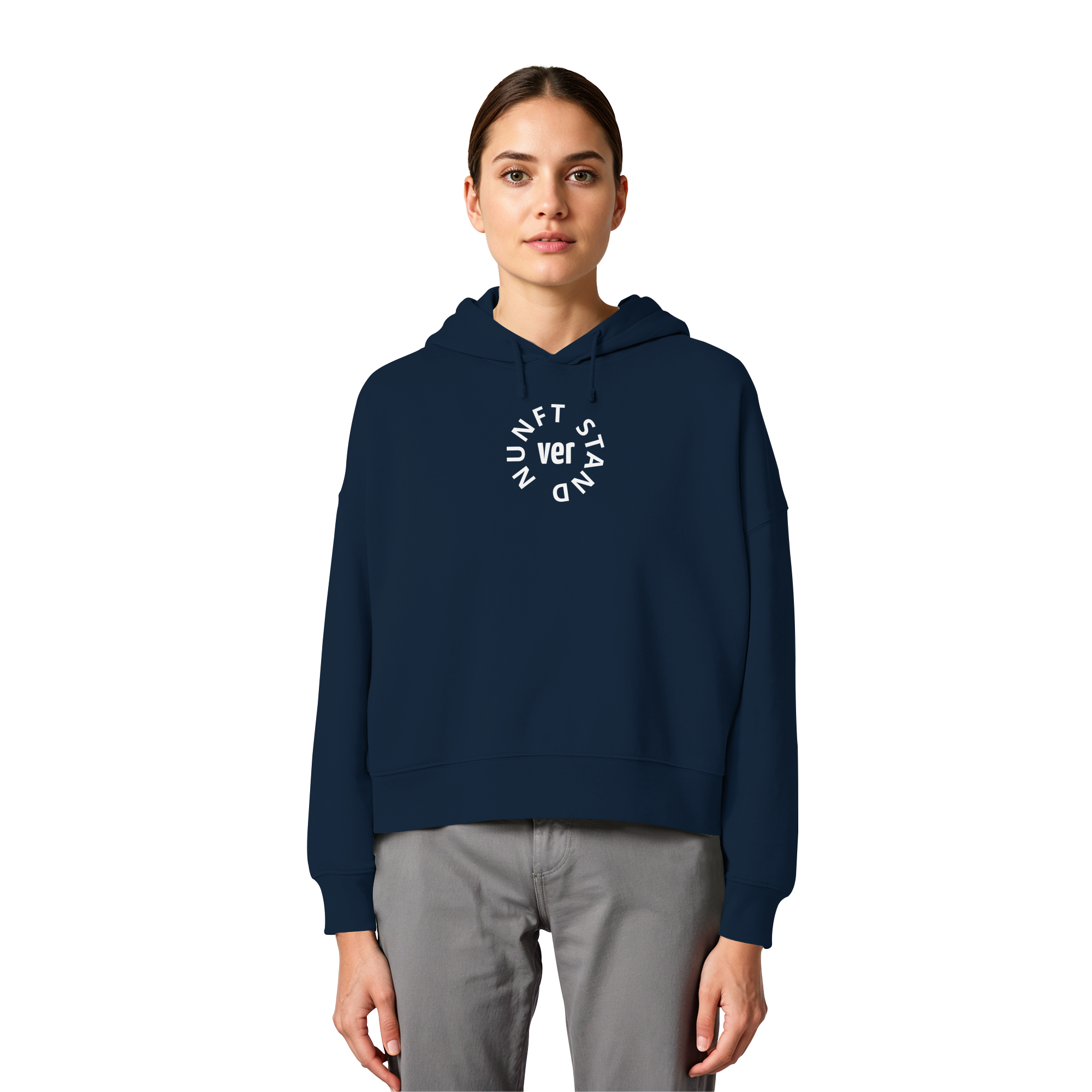 WHITE FRONT (K4) - Womens Organic Boxcut Hoodie