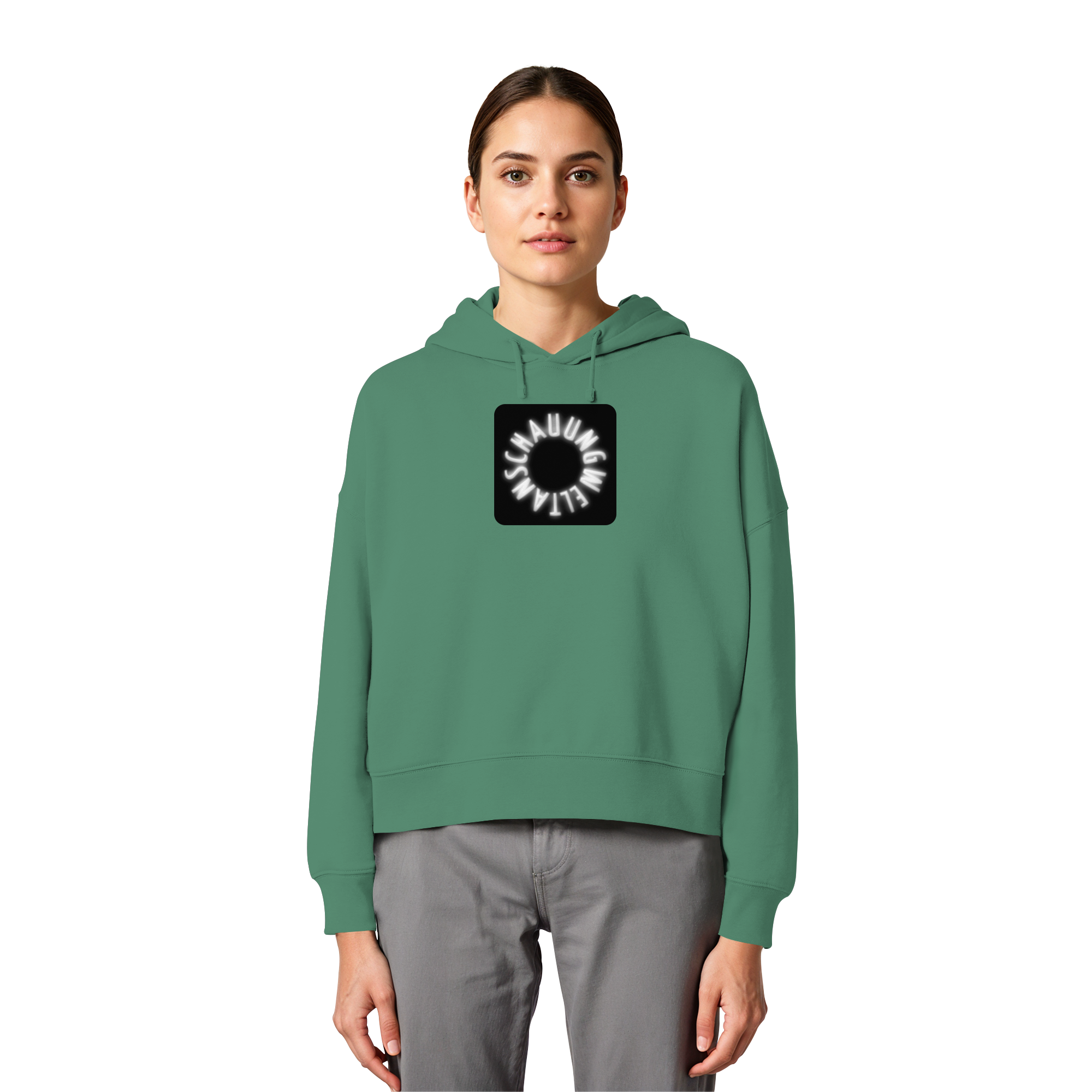 WHITE FRONT (K5) - Womens Organic Boxcut Hoodie