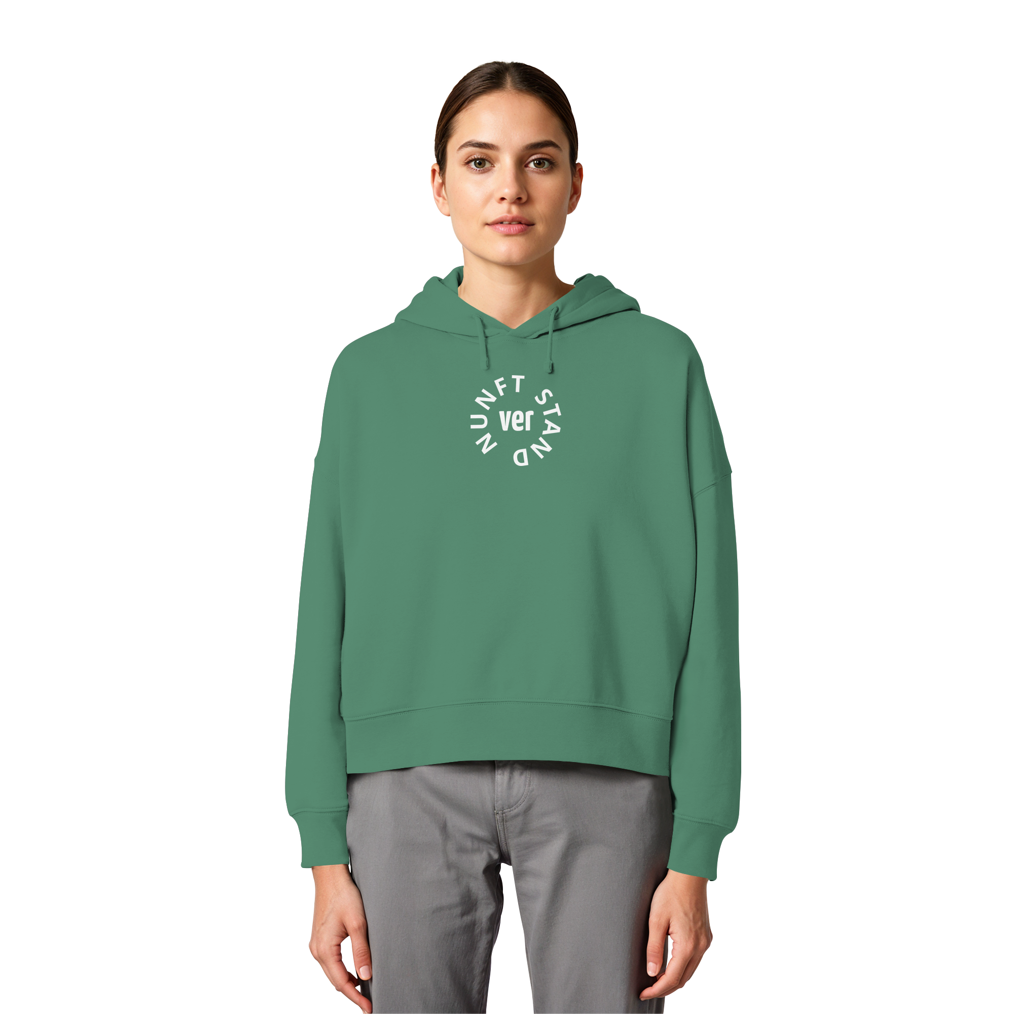 WHITE FRONT (K4) - Womens Organic Boxcut Hoodie