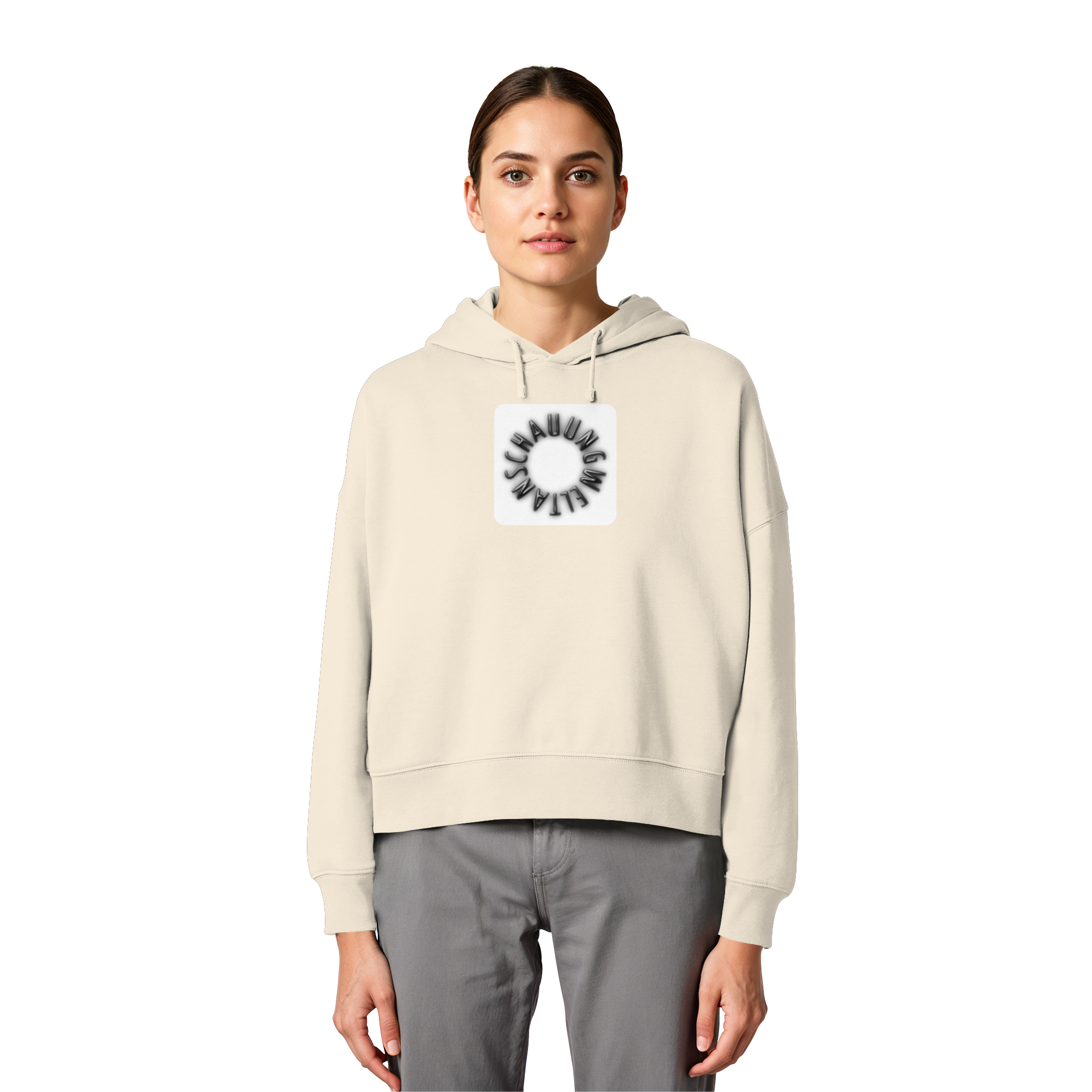 BLACK FRONT (K5) - Womens Organic Boxcut Hoodie