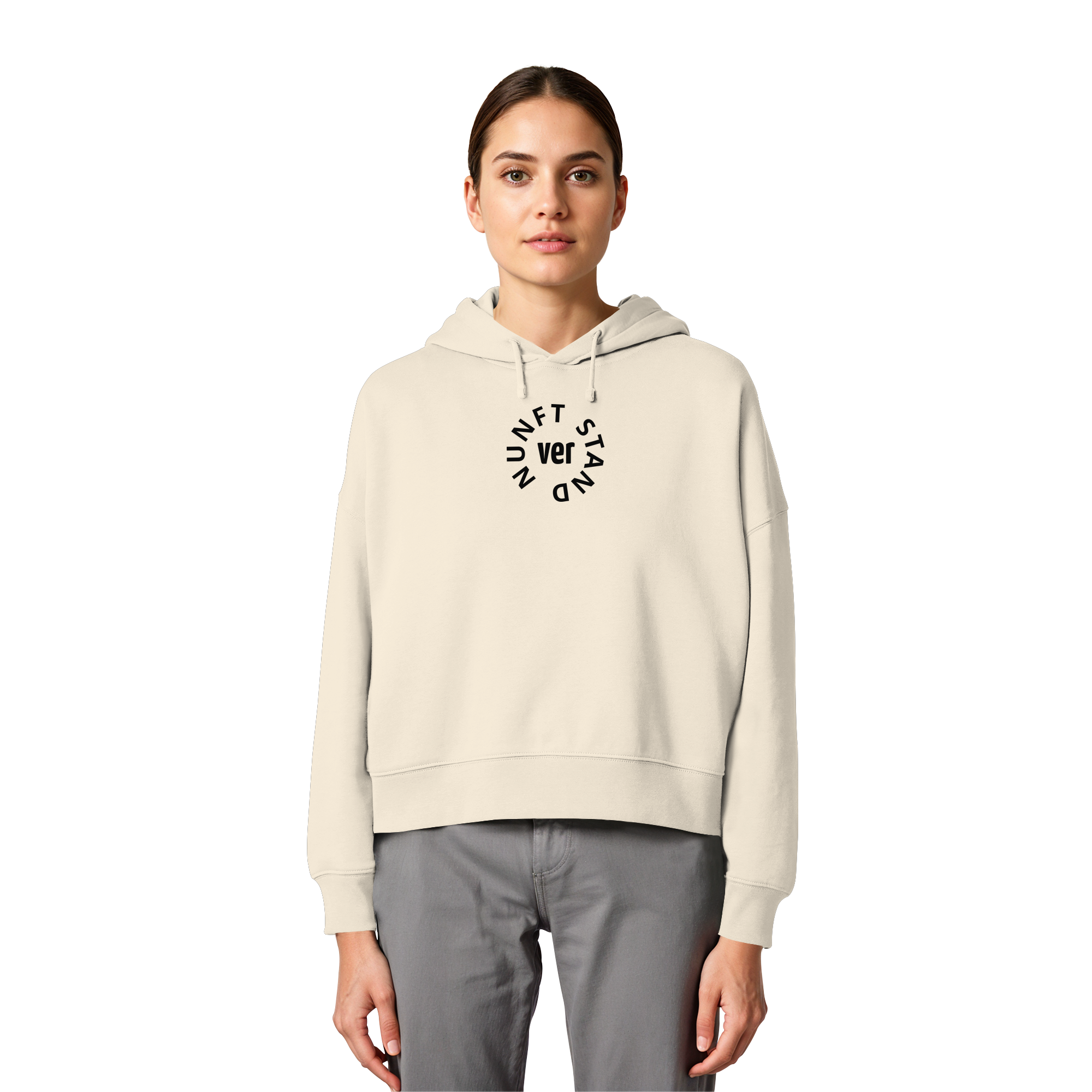 BLACK FRONT (K4) - Womens Organic Boxcut Hoodie