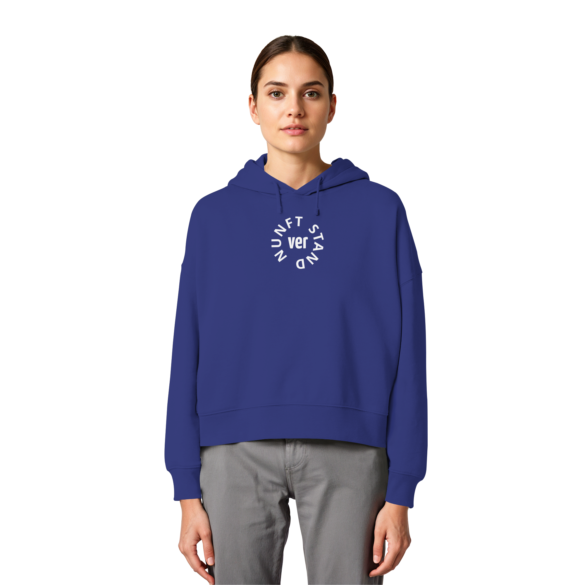 WHITE FRONT (K4) - Womens Organic Boxcut Hoodie